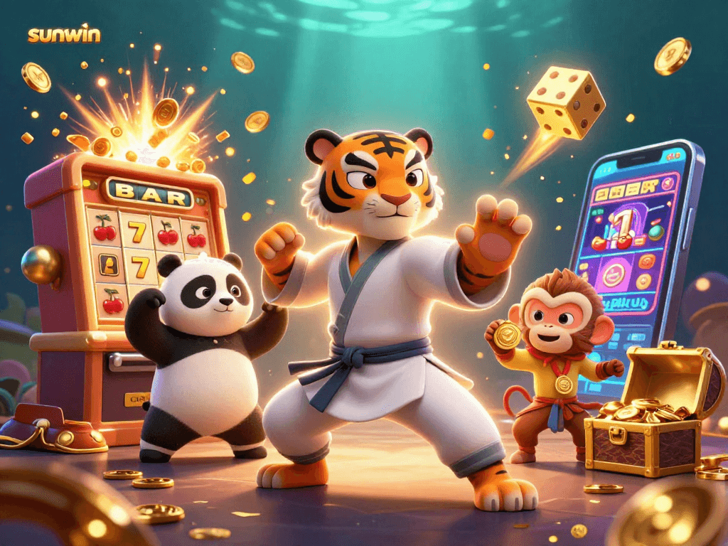 Play casino games like sunwin with a kung fu tiger master and winning elements represented