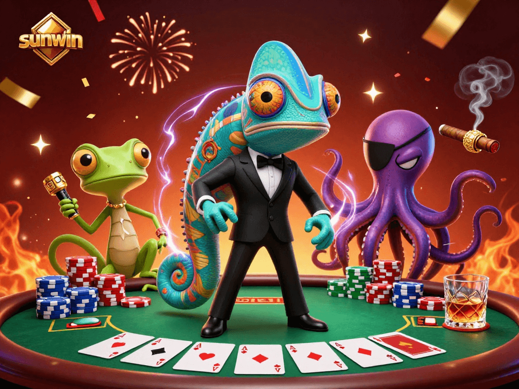 Experience thrilling gameplay with sunwin's vibrant casino scene featuring poker action and dynamic characters.