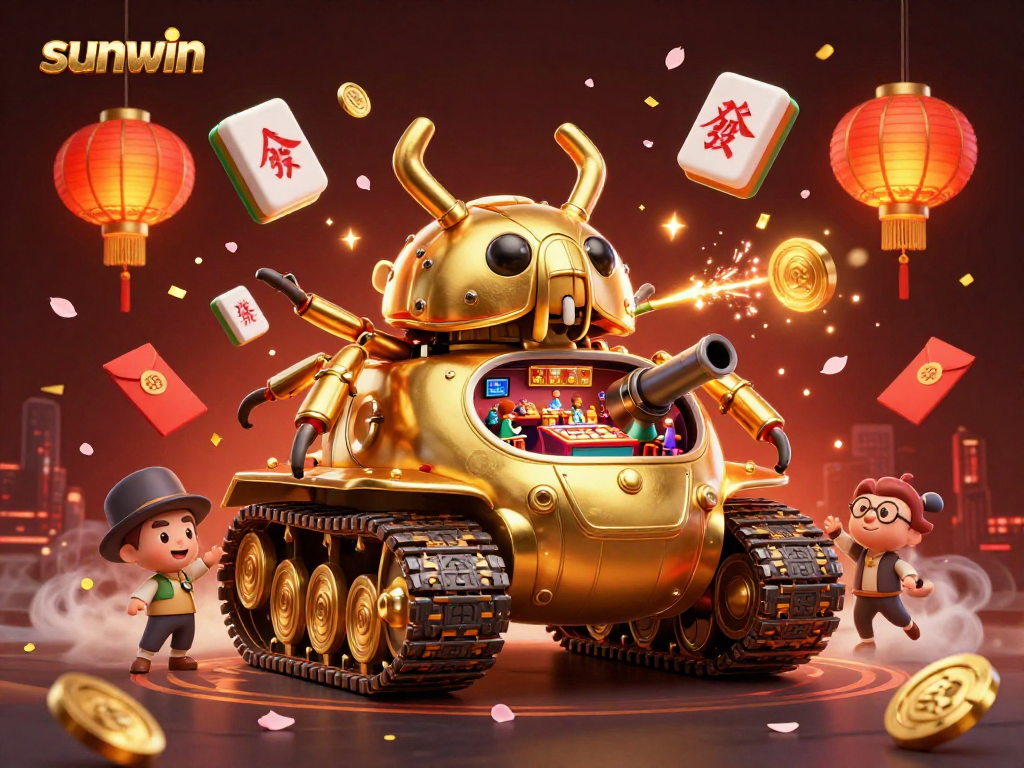 Engage in thrilling gameplay with sunwin's dynamic casino scene featuring a golden beetle tank.