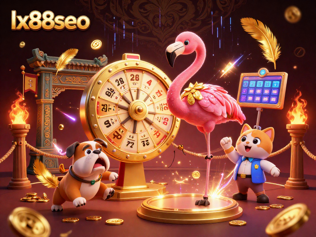 Experience excitement with lx88seo in a vibrant casino scene featuring game elements and energetic characters.